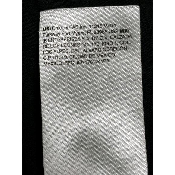 Chico's Pleated Top Size 2 US L Black Short Sleeve Womens Knitted Rayon Stretch - Picture 5 of 7